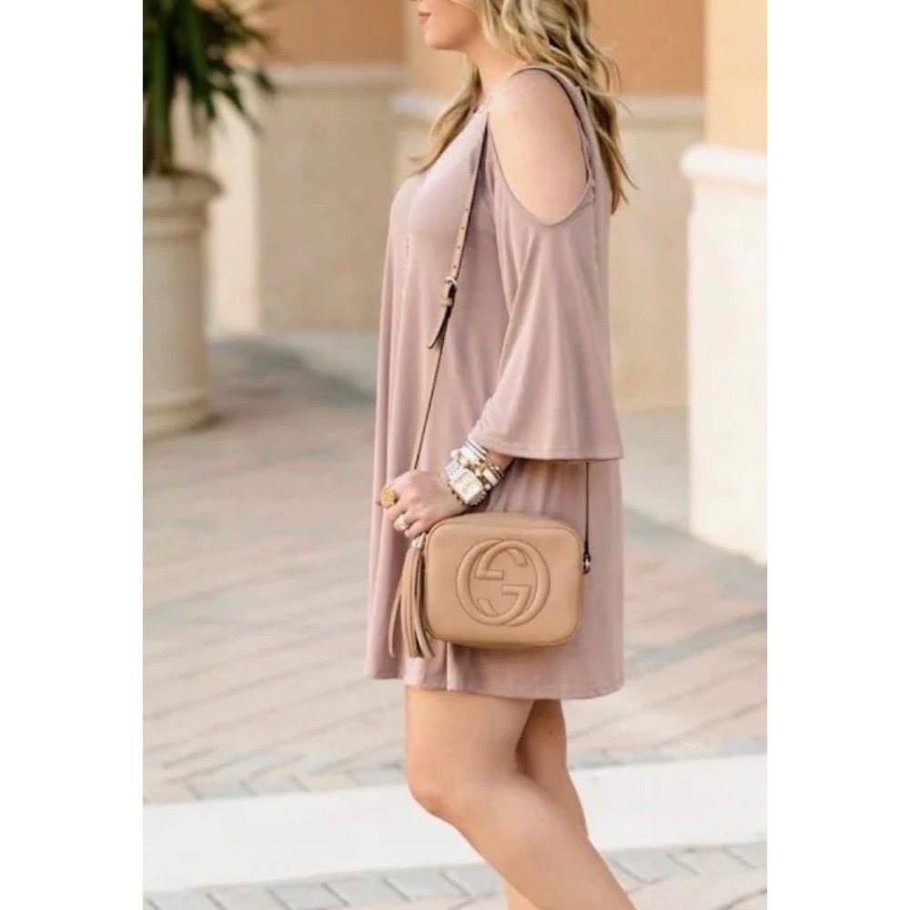BP Cold Shoulder Shift Dress Womens XS Pink Mauve‎ Cutout Keyhole Boho Summer
